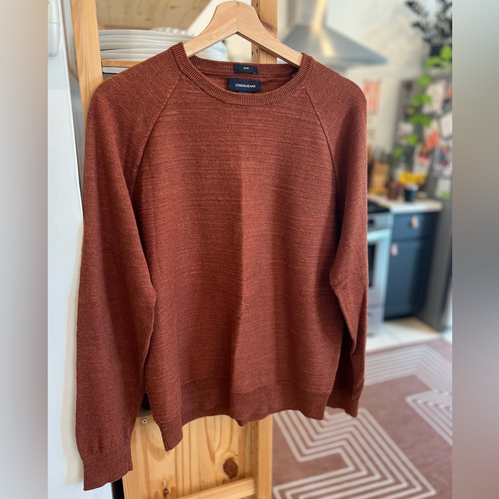 Men’s Rust Color Slim Medium Cotton Sweater
